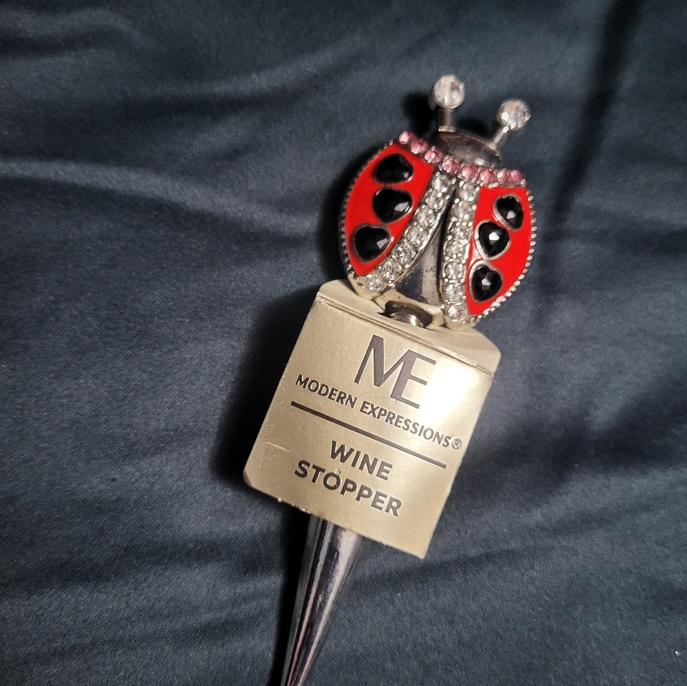 Modern Expressions Ladybug Wine Stopper - Red & Silver